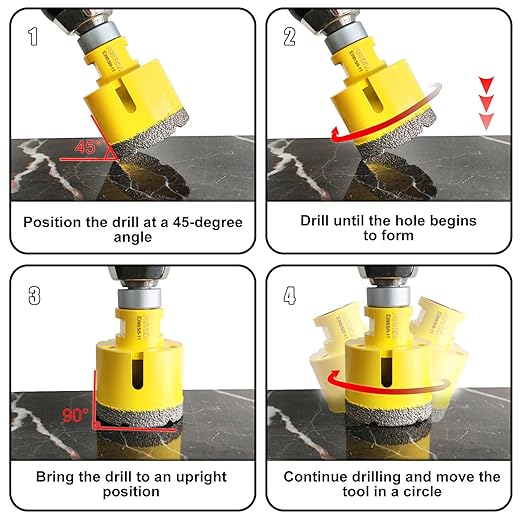 FEWELL 11pcs Diamond Tile Hole Saw Kit with 5/8-11,Diamond Core Drill Bit Set (6/8/20/25/35/50/65/100mm+20mm Finger Bit+50mm Chamfer Bit) for Porcelain Ceramic Tile Marble Granite