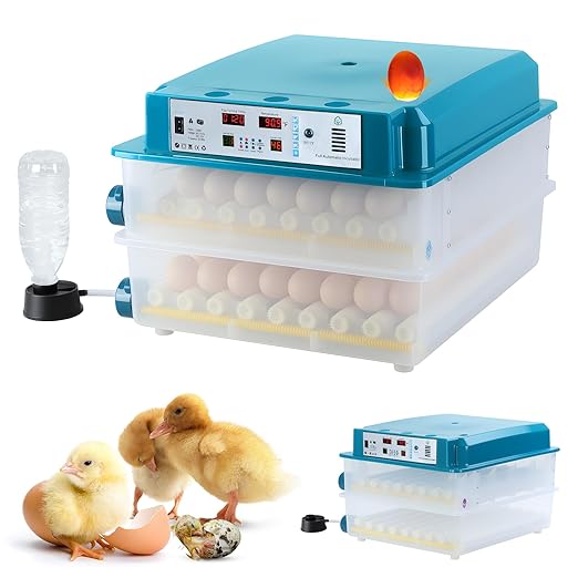 120 Egg Incubator with Automatic Egg Turning and Temperature Control | Humidity Monitor | Large Incubator for Hatching Eggs | Poultry Hatcher Machine | Dual Air Vent 360° Clear View