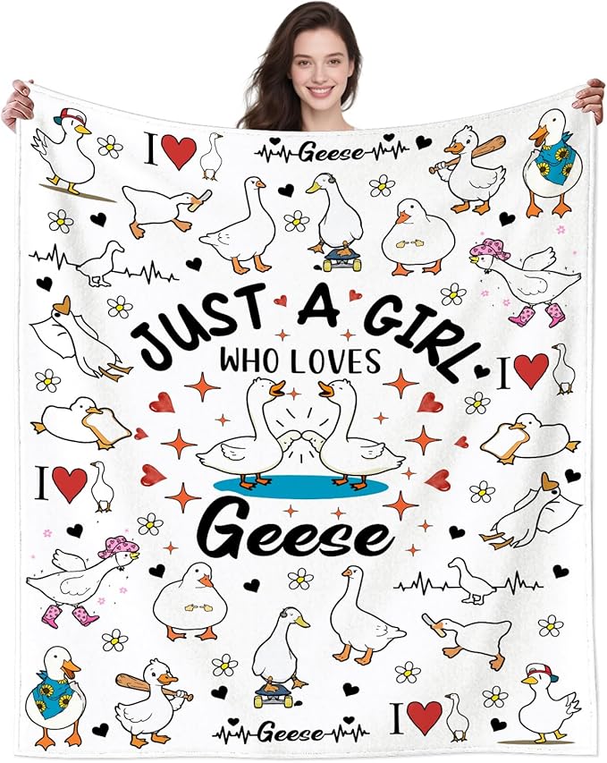 Funny Goose Blanket Geese Gifts for Geese Lovers Women Girls Kids Adults,Soft Cute Goose Plush Blanket for Bedroom Sofa Home Decor Gifts 60"X50"