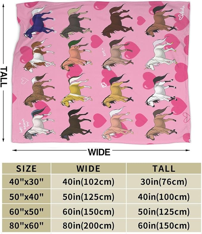 Mudiwa Horse Blanket Colorful Farm Horse Flannel Plush Throw Blanket Cozy Fluffy Horse Animal Fleece Bedding Stuff Decor Blanket Gifts for Lover Teens Girls Boys Kids Adults Women Bed Travel 40"x50"