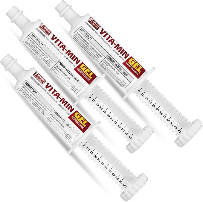 Jeffers Vita-Min Gel for Livestock & Horses – Multivitamin & Mineral Supplement with Selenium, Zinc, Potassium & Turmeric – Easy Oral Gel for Cattle, Goats, Sheep & Pig – 60 CC Tube - 3 Pack