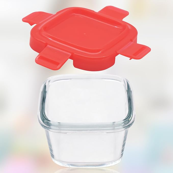 ARSUK Square 5OZ Glass Food Storage Containers with Airtight BPA-Free Lids 6 Pack, Small Glass Freezer Containers for Sauce, Sides, Meal Prep - Reusable & Dishwasher Microwave Fridge Freezer Safe