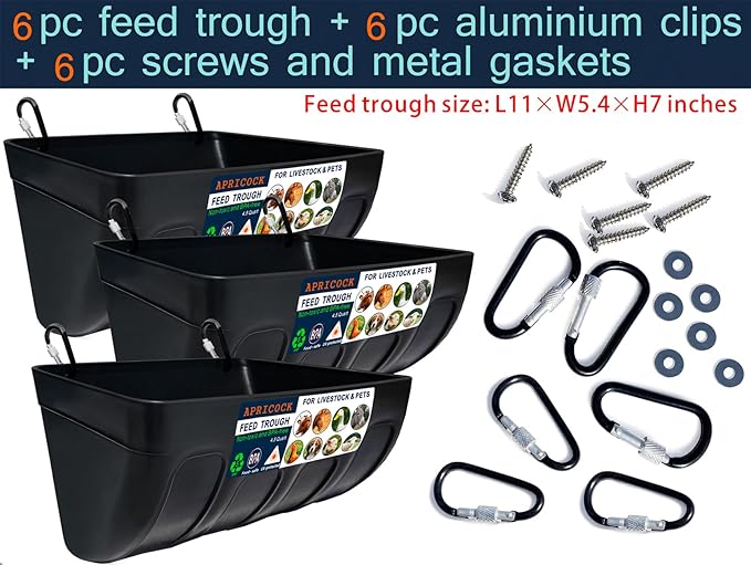 Chicken Feeder Waterer, Goat Feeder - 3 Pack, 5.5 Quart, for Goats Chickens Duck Sheeple Dogs Piglets Deers Gooses, Turkeys, Goat Supplies