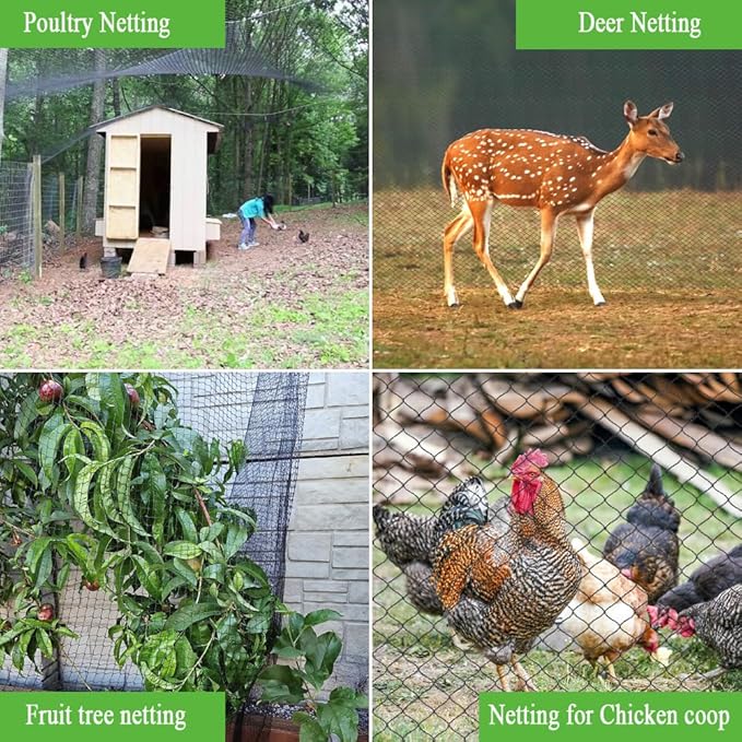 Bird Netting 10x30 Ft, 1/2In Mesh Heavy Duty Garden Netting Pest Barrier for Plants, Fruit Trees, Vegetables, Extra Strong Woven Mesh Netting, Animal Fencing Against Birds, Deer, Poultry