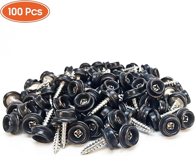 Boat Canvas Snaps, Marine Snaps Stainless Steel, Boat Cover Snaps Stainless Steel Kit With 3/8 Inch Socket Snap Screw (100pcs Black)