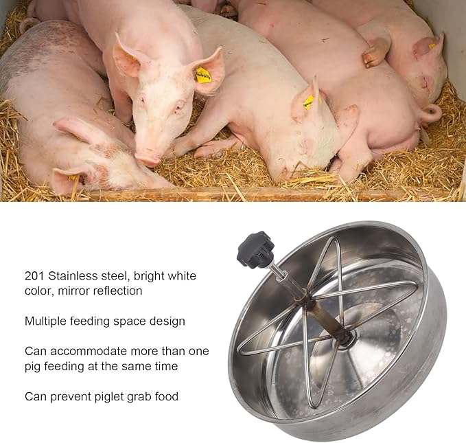 Piglets Feeding Trough, Stainless Steel Pig Feed Trough, Farm Animal Poultry Livestock Feeding Tool for Goat, Duck, Sheep, Piglets, Chicken (Small)