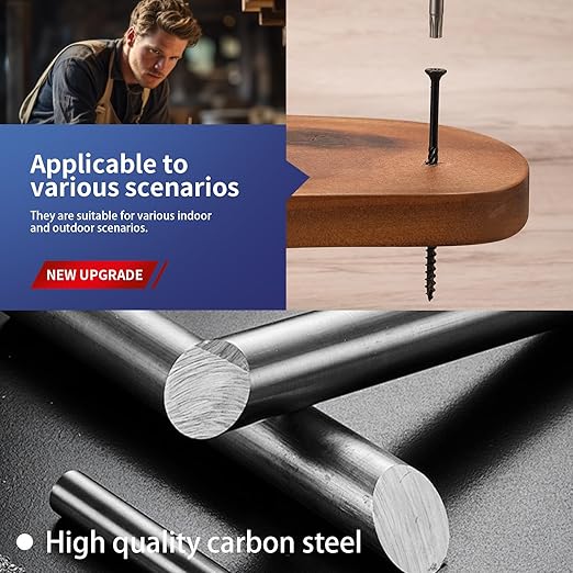 #10 x 2-1/2" Deck Screws (71Pcs) 1lb. Carbon Steel, Black, Flat Head, Rust Resistant epoxy Coated, with T25 Star Bit