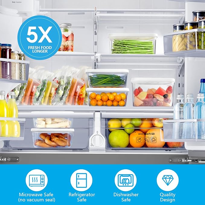 Vacuum Seal Containers for Food Storage, 3Pcs Food Sealed Containers with Lids (Vacuum Sealer Not Included) for Meal Prep and Food Storage, 100% Leak-proof, BPA-Free