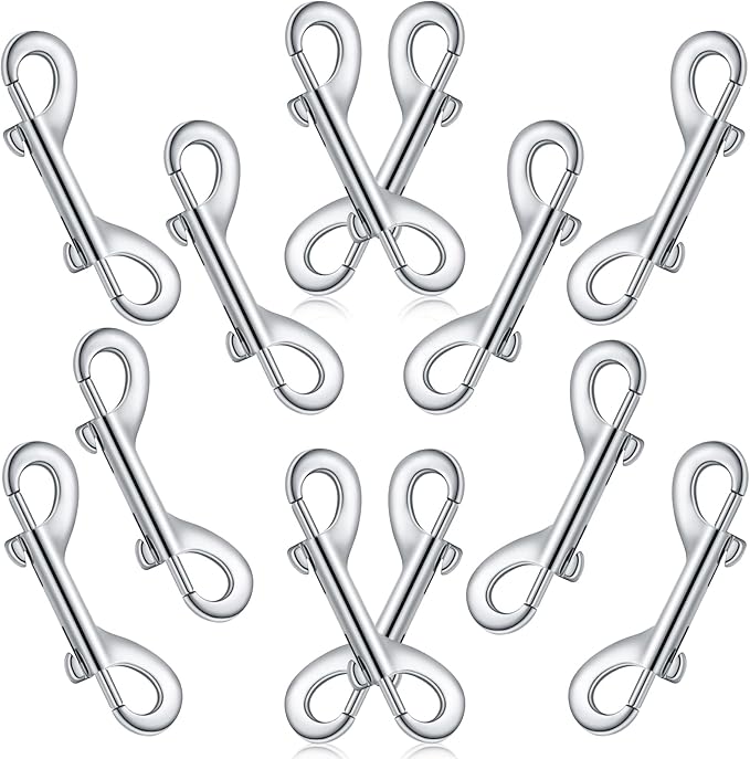 BBTO 12 Pieces Double Ended Bolt Snaps Hook Zinc Alloy Double Trigger Clips Home Pet Accessory for Linking Dog Leash Collar Leash Key Chain Horse Tack Pet Sling Feed Buckets (4.7 Inch)