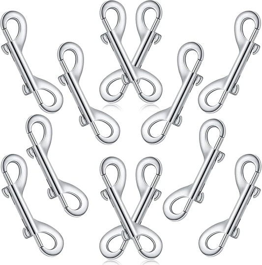 BBTO 12 Pieces Double Ended Bolt Snaps Hook Zinc Alloy Double Trigger Clips Home Pet Accessory for Linking Dog Leash Collar Leash Key Chain Horse Tack Pet Sling Feed Buckets (4.7 Inch)