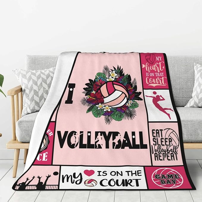 Volleyball Blanket Super Soft Warm Volleyball Fleece Throw Blanket for Girls Women Cozy Fluffy Volleyballs Lightweight Flannel Gifts Blankets for Kids Adults 80"X60"
