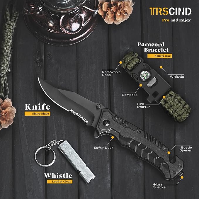 Gifts for Men Dad Husband - Christmas Stocking Stuffers, Birthday Gifts Idea for Him Boyfriend Man- Survival Kit 14 in 1, Survival Gear and Equipment, Fishing Hunting Camping Accessories, Cool Gadgets