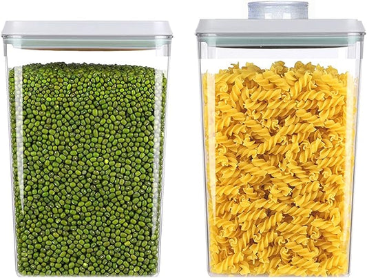 Pop Airtight Food Storage Containers with Lids Stackable Containers for Kitchen Pantry Organization Ideal for Cereal Snacks Flour Sugar Coffee and Spaghetti (gray, 2 pcs)