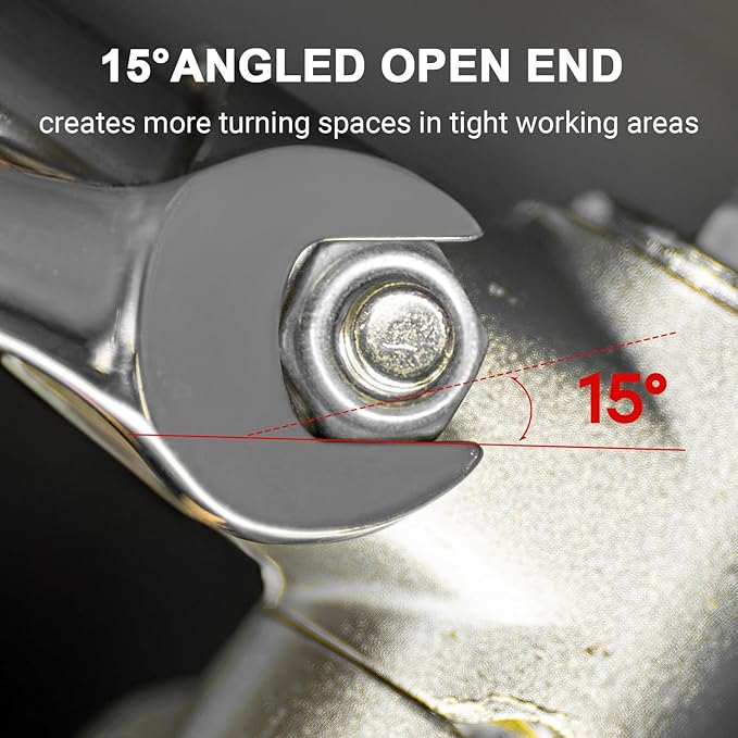 MAXPOWER 7/16 Inch Combination Wrench Set, Professional Open and Box End Spanners with Mirror Finish, Made with Forged and Heat-Treated Cr-V Steel, 12-Point Design