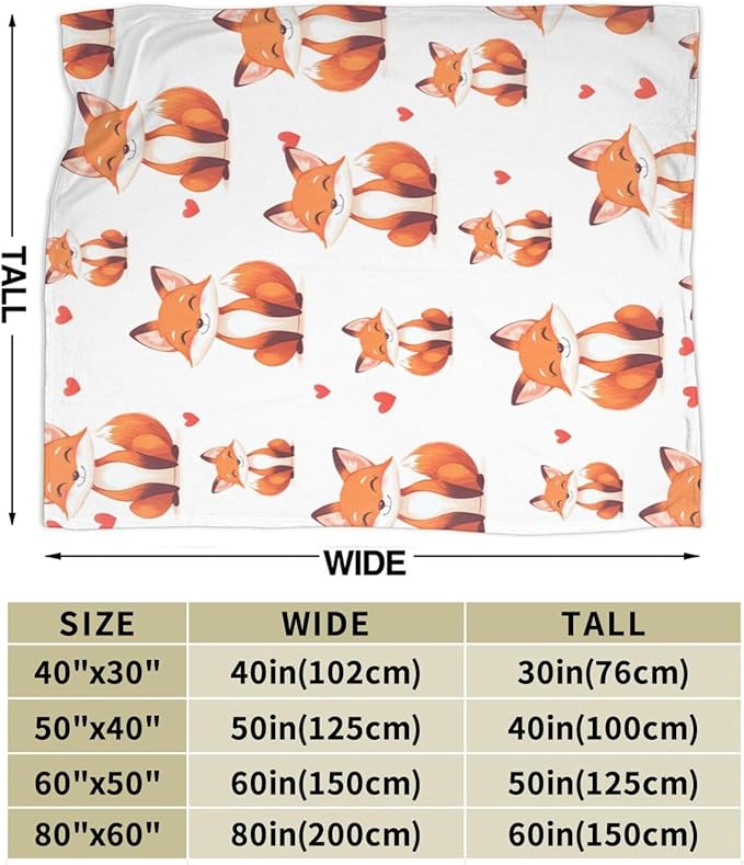 Fox Blanket Super Cozy Soft Fox Animal Throw Blanket Warm Plush Fluffy Foxes Stuff Gifts for Women Girls Fleece Flannel Gift Blankets for Kids Adults 60"X50"