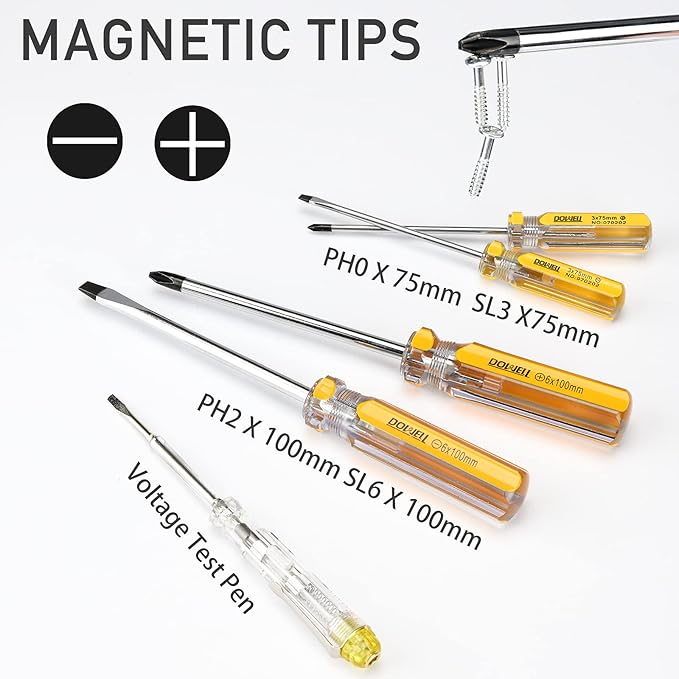 DOWELL Tool Set Tool Kit 19-Piece Household Tool Kit Set Pliers Screwdriver Set Hex Key Wrench with Storage Tool Bag Pouch HYT19