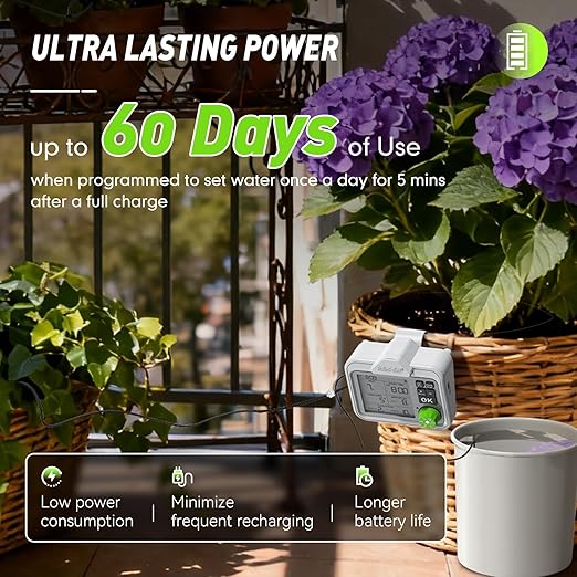 RAINPOINT Large Display Automatic Plant Waterer Indoor for Up to 20 Pot Plants,Cycle & Soak Mode Vacation Self Watering Drip Irrigation System Device Kit for Balcony Office Patio Greenhouse Grow Tent