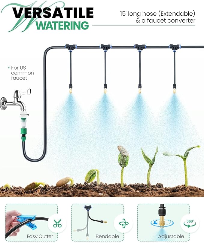 KING BIRD Premium 15x6.6x6.6FT Greenhouse for Outdoors, Large Walk-in Heavy Duty Galvanized Steel Frame, Mesh Door Screen Window Tunnel Hoop Garden Plant Winter Hot House, with Watering Kits, White