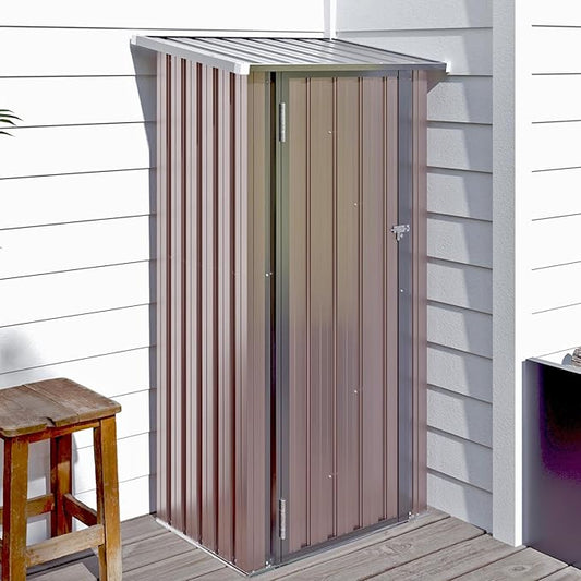 Aoxun 3’x2.1’ Outdoor Metal Storage Shed with Lockable Doors, Steel Utility Tool Shed, Metal Sheds Outdoor Storage for Garden, Patio, Backyard and Lawn, Brown
