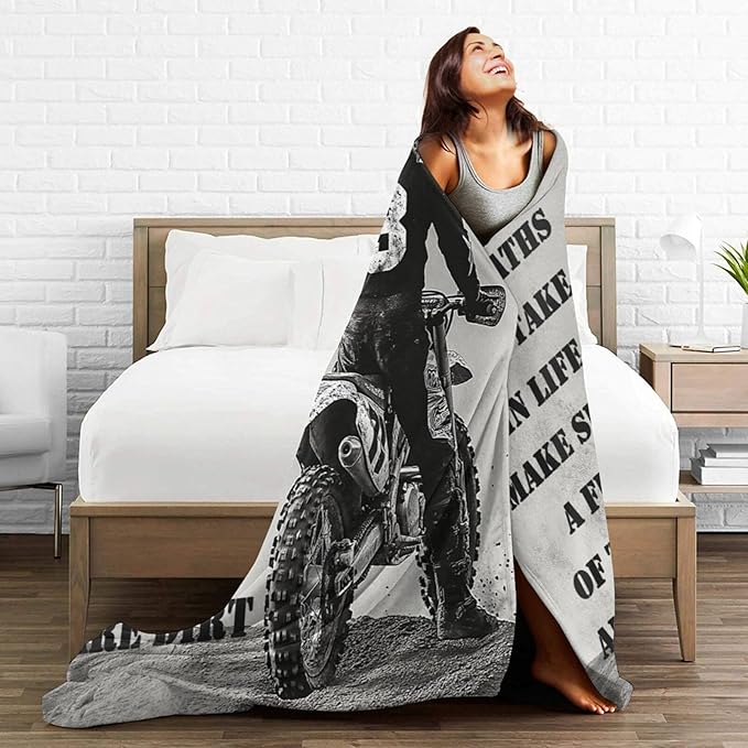 Dirt Bike Blanket Inspiring Motorbike Blankets Fleece Plush Flannel Super Soft Cozy Fuzzy Warm Lightweight Stuff Motorcycle Sports Decor Gifts for Boys Girls Kids Adults Men Women 60" x 80"