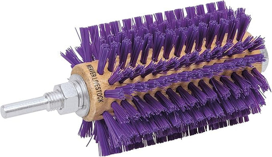 Weaver Leather Mini Roto Brush for Livestock, Wool/Hair Stimulating and Grooming Brush for Goat Sheep Cattle, Use with Drill, Coat Deshedding Tool