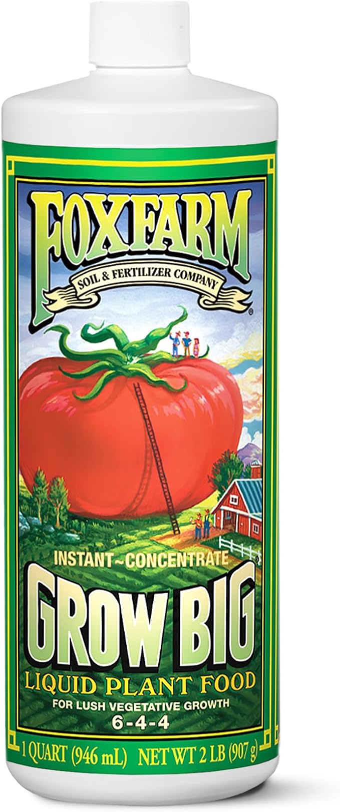 FoxFarm Grow Big Liquid Plant Food - Bloom Fertilizer for Flowers, Fruits, and Vegetables, Perfect for Indoor & Outdoor Potted Plants, NPK 6-4-4 (Quart)