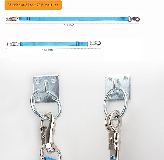 4PCS Cross Ties,Heavy Duty Adjustable Nylon Cross Ties for Horse Horse Trailer Tie with Panic Snap and Bull Snap,Adjustable Length from 44.5-78.5 Inch,Blue