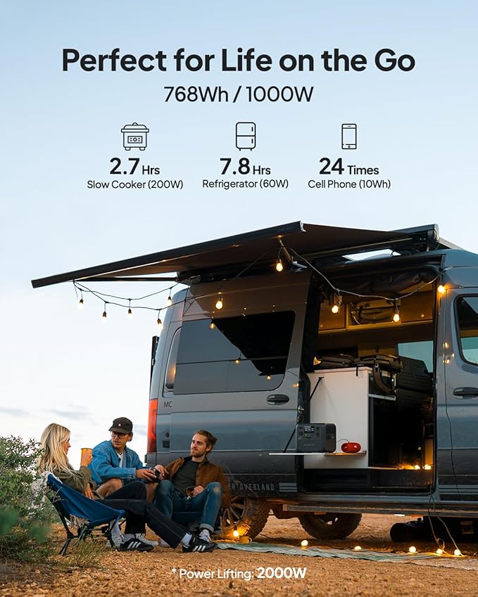 BLUETTI AC70 Solar Generator with 100W Solar Panel (Ships Separately), 768Wh Portable Power Station with 2 1000W (Power Lifting 2000W) AC Outlets, 0-80% in 45 Min, LFP Backup Power for Camping, Trip