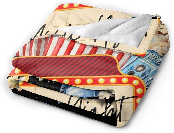 Movie Blanket Popcorn Gifts for Girls Boys Movie Theater Throw Blankets Cozy Plush Fleece Decor Flannel Fuzzy for Women Men 60"X50"