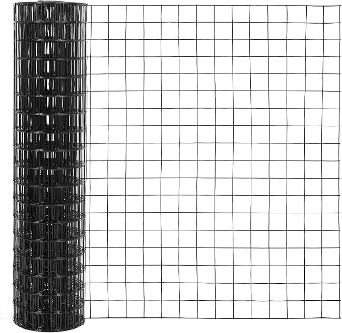 Wire Mesh Fence Roll 36inx50ft, 2inchx2inch 16GA Galvanized Steel Poultry Netting, Vinyl Coating Metal Wire Hardware Cloth Fence for Garden Yard Animals Plants Protection, Farm Fencing, Black