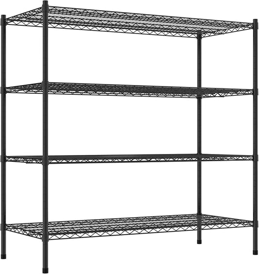 Commercial NSF Listed Black Epoxy Stationary Wire Shelving Kit 24" x 54" x 54", with 4 Shelves Perfect for Warehouse, Walk-in Refrigerator, Freezer, Grocery Store, Restaurant, Dishroom