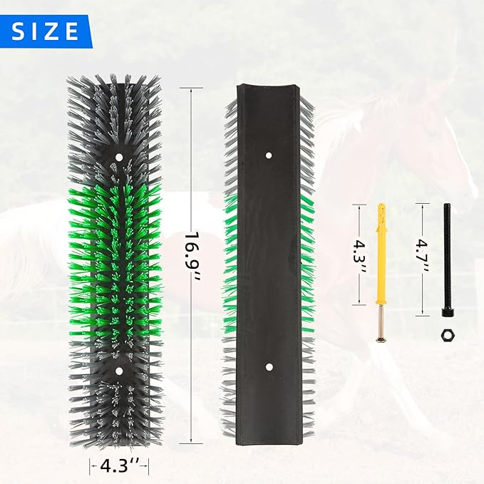 Livestock Scratch Brush for Cattle, Horses, Goats, Cow, Durable Scratching & Massage Grooming Tool for Healthy Coat, Relieves Itching, Easy Install on Fence Posts(2pcs, Gray)