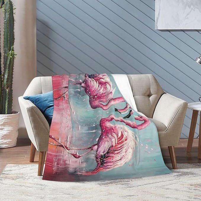 Pink Flamingo Throw Blanket Tropical Flamingos Blankets Fleece Plush Super Soft Cozy Warm Lightweight Flamingo Lover Decor Gifts for Boys Girls Kids Adults Men Women 50" x 60"