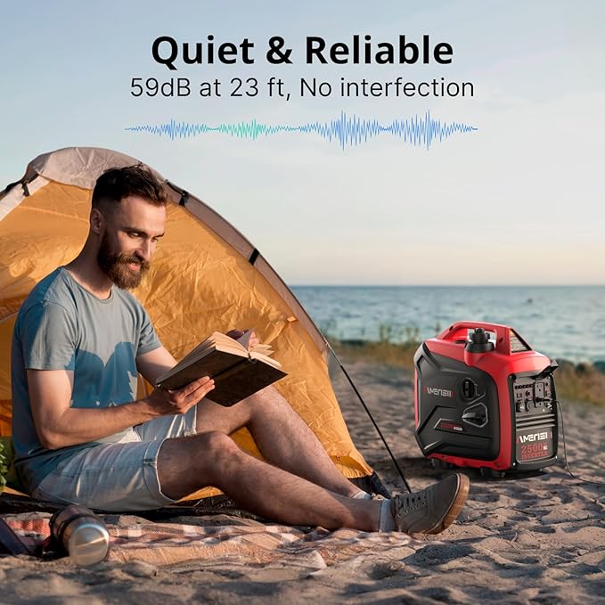 Portable Inverter Generator 2500W Gas Powered, Long Runtime Gas Generator for Home Backup, Emergency, Camping, EPA Compliant 2025 Version