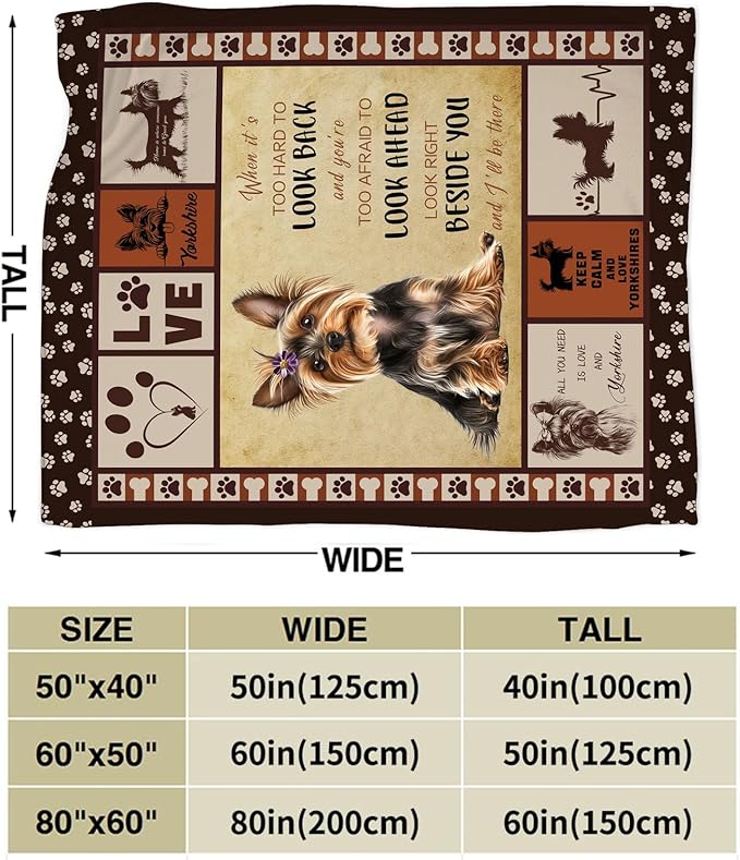 Yorkie Blanket, Yorkshire Dog Throw Blanket, Yorkie Gifts Blankets Stuff Fleece Flannel Plush for Girls Women Lovers Adults Soft Bedding Gift for Sofa Bed Office Home Decor 40"X50"