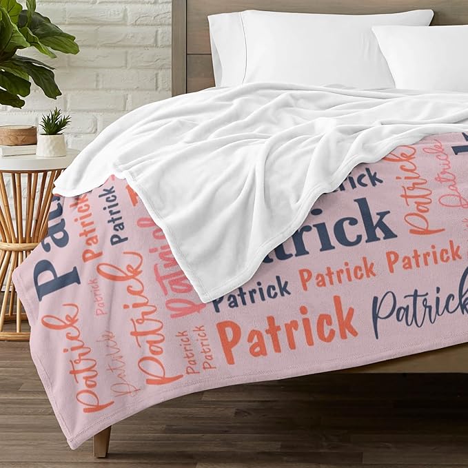 Custom Blanket with Name Personalized Blankets for Kids Adult Boys Girls Flannel Monogrammed Customized Blankets Throw (30''x40'')