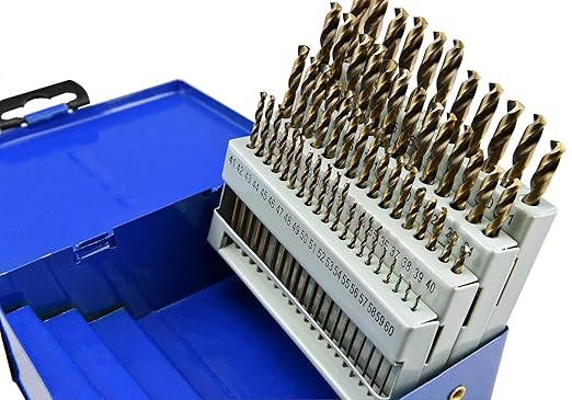 MaxTool Twist Drill Bit Set 60PCs High Speed Steel M2 Jobber Length Fully Ground for Metal Stainless Steel Plastic etc Number 1-60; JBS02G10R60
