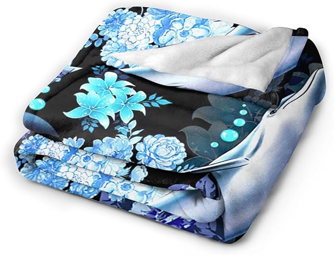 Dolphin Blanket Gifts for Girls Boys Soft Warm Plush Ocean Dolphin Throw Blanket Flannel Fleece Fuzzy Stuff Blanket for Bed Couch Living Room Decor 50"X40"