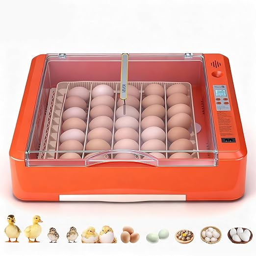 VEVOR 36 Egg Incubator, Automatic Egg Turner with LED Candler & Water Tray, Temperature & Humidity Control, 360° View Clear Window, Poultry Eggs Incubators for Hatching Chicks Ducks Goose Quails