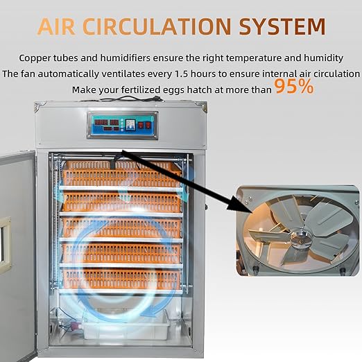 XKV 440 Egg Incubator with Automatic Egg Turning,Temperature Control and Humidity Control,Hatching Eggs,Chicken,Ducks,Poultry,Industrial Brooding Machine Chicken Incubator for Farm,Lab,Home,Indoor