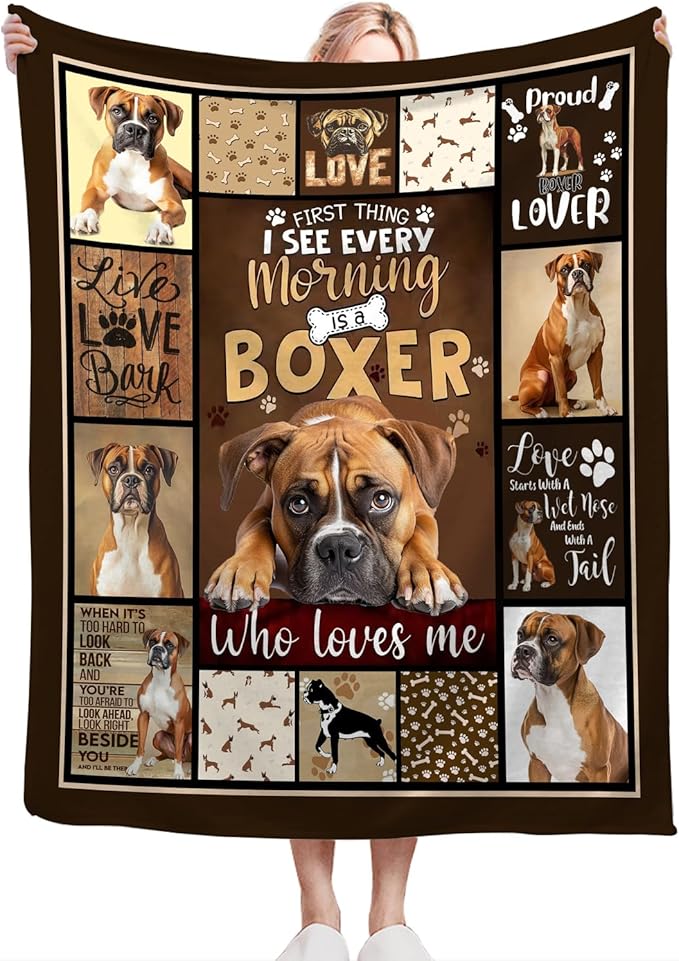 Boxer Dog Blanket, Puppy Throw Blankets, Animal Fuzzy Plush Blanket Ultra Soft for Dog Lover Gift Kids Teens Women Men Girls Boys Stuff Decor for Home Bedding Sofas Couch Camping 80"X60"