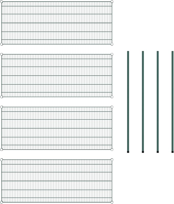 Commercial NSF Listed Green Epoxy Stationary Wire Shelving Kit 24" x 60" x 54", with 4 Shelves Perfect for Warehouse, Walk-in Refrigerator, Freezer, Grocery Store, Restaurant, Dishroom