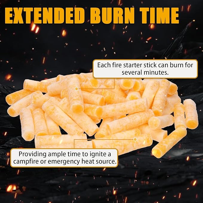 60 Pack Fire Plugs, Weatherproof Fire Starters for Emergencies, Survival, Campfires, Fire Pits, Charcoal Grill, Long Burn Time