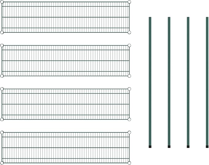 Commercial NSF Listed Green Epoxy Stationary Wire Shelving Kit 14" x 54" x 54", with 4 Shelves Perfect for Warehouse, Walk-in Refrigerator, Freezer, Grocery Store, Restaurant, Dishroom