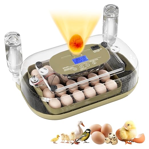 XOTTI 24 Egg Incubator for Hatching Eggs, with Smart Temperature Control and Humidity Display, Auto Egg Turner, 360° View, LED Candler, Incubator for Chicken Duck Quail Goose for Home School Farm Lab