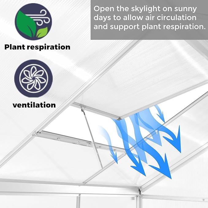 6 x 6 FT Greenhouse for Outdoors,Aluminum Walk-in Greenhouse,Silver