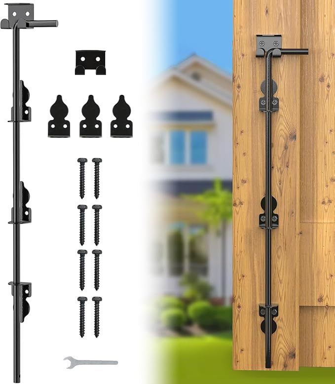 36" Cane Bolt Drop Rod for Gate, Heavy Duty Gate Latch for Wooden Fence Metal Gates, Gate Ground Stopper Hardware for Wood PVC Vinyl Metal Gates, 1 Pack