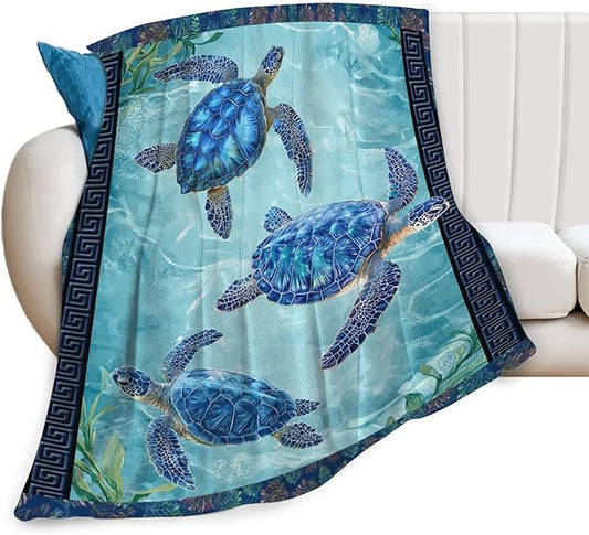 Sea Turtle Blanket Gifts for Girls Boys Ocean Turtles Throw Blankets Cozy Plush Fleece Flannel Fuzzy for Women Men Decor 50"X40"