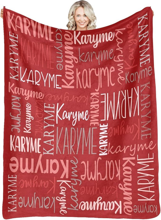 Personalized Blankets with Names Baby Gifts for Girls Boys Custom Soft Fleece and Sherpa Name Blanket for Kids and Adults Birthday for Daughter Son Granddaughter Grandson (Red)