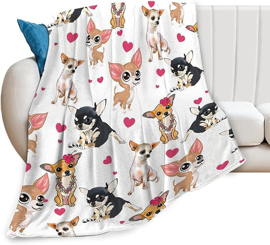 Tijuboni Chihuahua Throw Blanket Dog Gifts for Girls Boys Women Men Kids Adults Soft Flannel Fleece Blanket for Couch Sofa Bed Home Decor 50"x60"